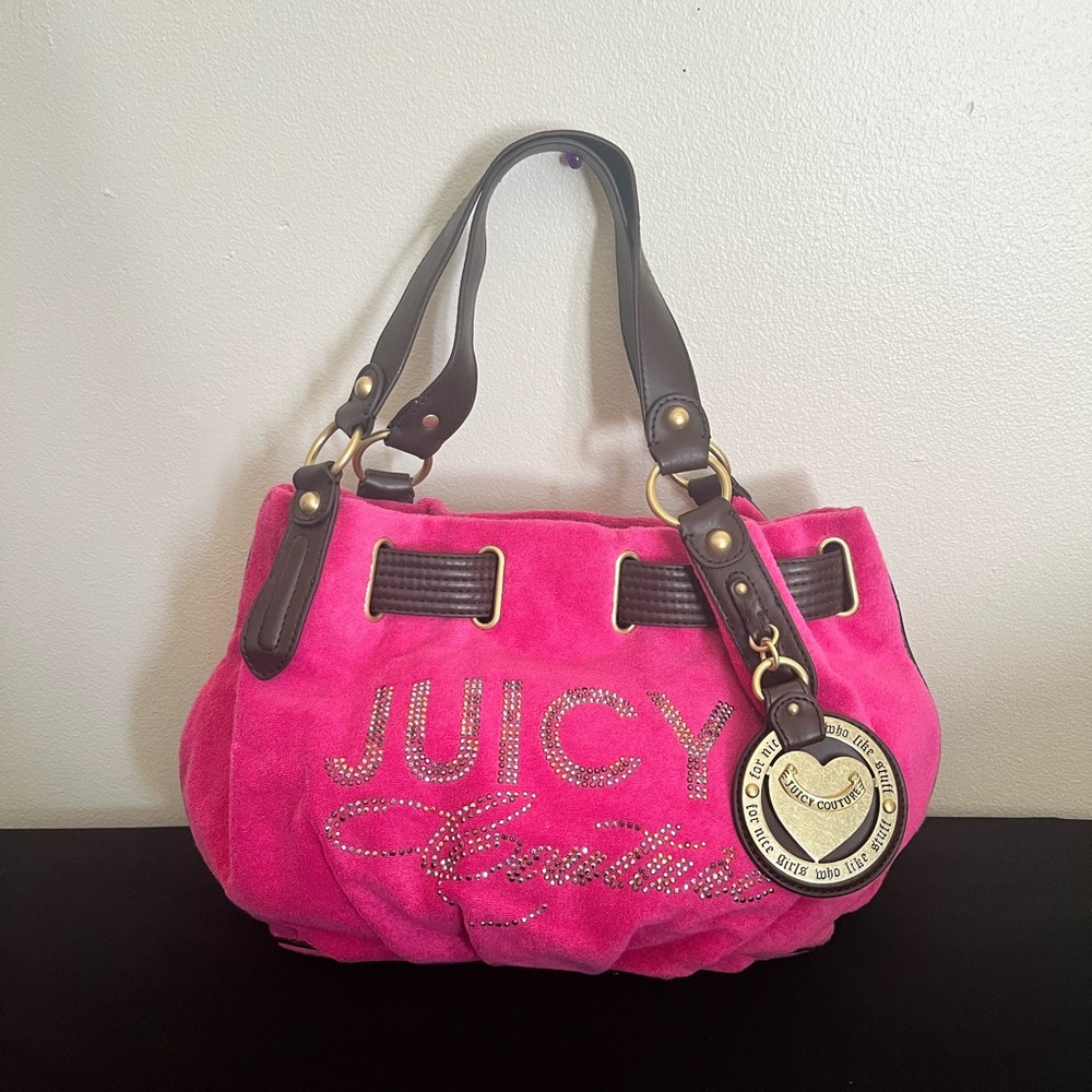 Vintage Y2K pink Juicy Couture  Daydreamer rhinestone shoulder bag - Picture 2 of 11